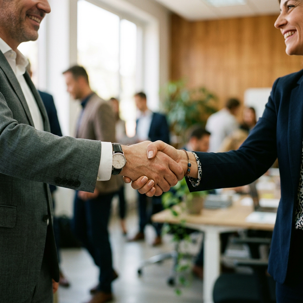 Two people shaking hands close-up
